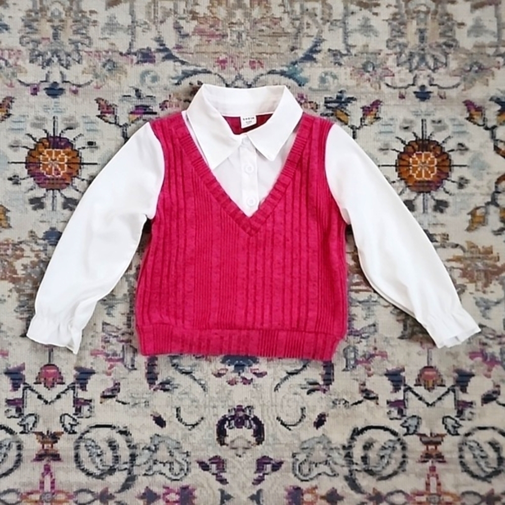 Shein Girl's Pink Knit Vest Shirt, sz 4Y